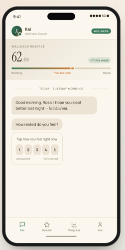 The Asante app showing a personalized plan